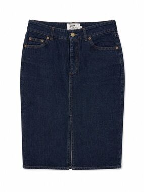 Thomas Burberry Denim Pencil Skirt Blue Size US 6 High Waist Dark Wash Classic